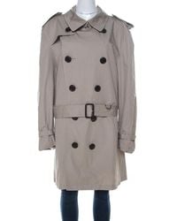 Burberry Brit Beige Cotton Twill Double Breasted Belted Trench Coat - Natural
