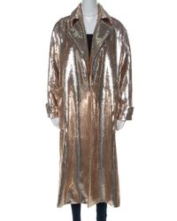 Max Mara Gold Sequinned Wool Long Starlet Coat S - Metallic