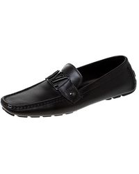 Louis Vuitton Brown Leather Monte Carlo Logo Slip On Loafers Size 43