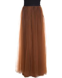 Marni Toffee Gathered Tulle Maxi Skirt S - Brown