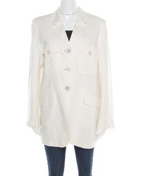 Max Mara Cream Linen Blazer L - Natural
