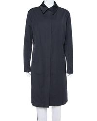 Burberry Black Synthetic Button Front Coat