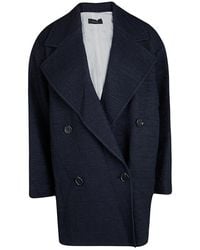 JOSEPH Navy Blue Summer Tweed Double Breasted Maubert Coat