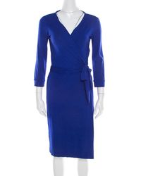 Diane von Furstenberg Cobalt Blue Jersey New Julian Wrap Dress M