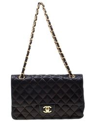 Chanel Black Quilted Leather Medium Classic Single Flap Bag