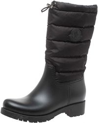 Moncler Black Nylon And Rubber Ginette Stivale Padded Mid Length Boots Size 37