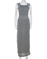 M Missoni Grey Lurex Knit Open Back Long Dress M - Gray