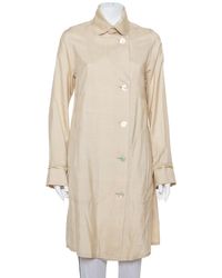 Ralph Lauren Beige Silk Button Front Lightweight Coat - Natural