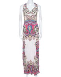 Etro Multicolour Paisley Print Crepe Maxi Dress L