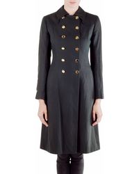 Moschino Black Linen Gold Button Detail Trench Coat