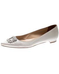 Manolo Blahnik Grey Satin Hangisi Ballet Flats Size 39 - Gray