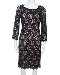 Diane von Furstenberg Black Lace Long Sleeve Zarita Dress L