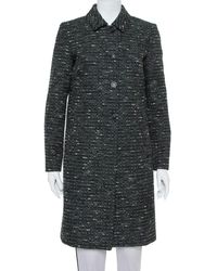 M Missoni Black Tweed Button Front Mid Length Coat