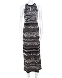 Missoni Grey Animal Pattern Lurex Knit Sleeveless Maxi Dress S - Gray
