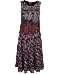 Missoni Multicolour Patterned Lurex Jacquard Knit Sleeveless A Line Dress M