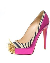 Christian Louboutin Asteroid Suede and Patent Leather Spike Pumps in Black  - Lyst