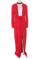 Tom Ford Scarlet Red Stretch Crepe Mesh Panelled Gown L