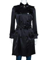 Burberry Black Silk Belted Kensington Trench Coat