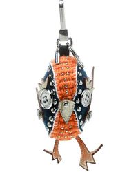Burberry Derek The Bird Clementine Wool Embellished Key Ring / Bag Charm - Orange