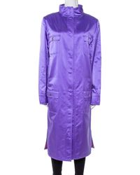 Dolce & Gabbana Purple Silk Satin Button Front Coat