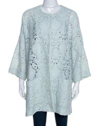 Chloé Mint Green Guipure Lace Oversized Coat