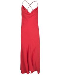 JOSEPH Red Crepe Noodle Strap Cross Back Naomi Dress M