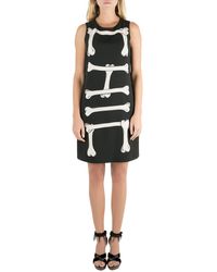 Moschino Cheap And Chic Black Crepe Skeleton Print Dress S
