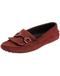 tods burgundy loafers