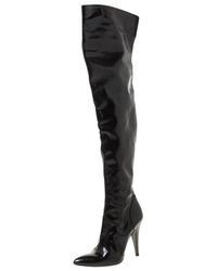 Burberry Black Leather Pointed Toe Zipped Thigh High Boots Size 39