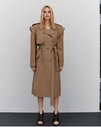 The Mannei soria Double-breasted Trench Coat in Green Womens Clothing Coats Raincoats and trench coats 