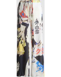 Marques'Almeida Poster Print Silk Pajama Trouser - Multicolor
