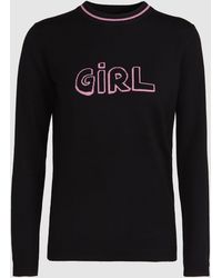 Bella Freud Girl Slogan Wool Sweater - Black
