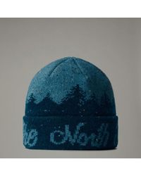 The North Face - Cabin Mountainscape Beanie Midnight Petrol-Algae - Lyst