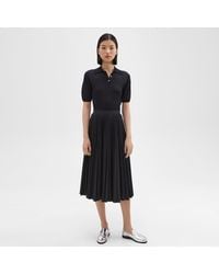 Theory - Pleated Midi Skirt In Sleek Poplin - Lyst