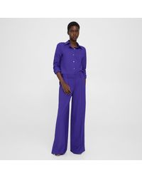 Theory - Pleated Low-rise Pant In Stretch Wool - Lyst