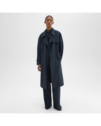 Theory - Double-breasted Trench Coat In Oxford Wool - Lyst