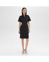 Theory - Belted Shirt Dress In Stretch Wool - Lyst