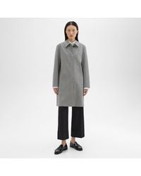 Theory - Car Coat In Checked Stretch Wool - Lyst