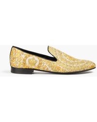 Versace - Printed Twill Loafers - Lyst