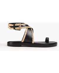 3.1 Phillip Lim - Naya Raffia-Trimmed Leather Sandals - Lyst