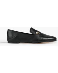 Stuart Weitzman Embellished Leather Collapsible-heel Loafers - Black