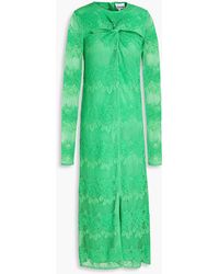 Ganni - Cutout Twisted Corded Lace Midi Dress - Lyst