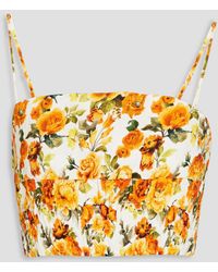 Onia - Air Cropped Floral-print Linen-blend Top - Lyst