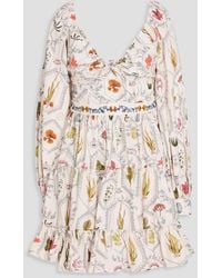 Agua Bendita - Honore Embellished Ruffled Cotton Mini Dress - Lyst