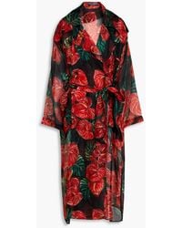 Dolce & Gabbana - Floral-print Silk-organza Trench Coat - Lyst