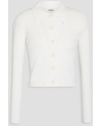 Sandro - Cropped Ribbed-knit Cardigan - Lyst