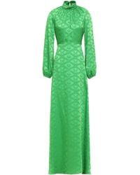 Mary Katrantzou Gathered Satin-jacquard Gown Bright Green