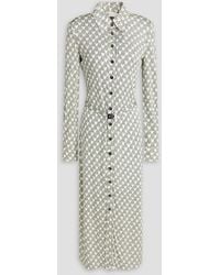 Tory Burch - Belted Printed Stretch-jersey Midi Shirt Dress - Lyst