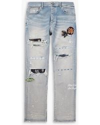 Amiri - Skinny-Fit Appliquéd Distressed Paint-Splattered Jeans - Lyst