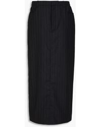 Loulou de Saison - Striped Wool-twill Midi Pencil Skirt - Lyst